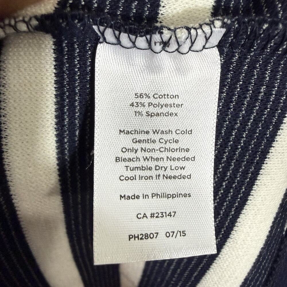 Talbots Navy Blue White Stripe Ballet Neck 3/4 Sleeves Top XL Coastal New - Picture 5 of 5